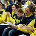 The Michigan basketball team celebrates being seeded No. 8 in the Spokane region during the selection broadcast at the Crisler Center on Monday, March 18. Daniel Brenner I AnnArbor.com